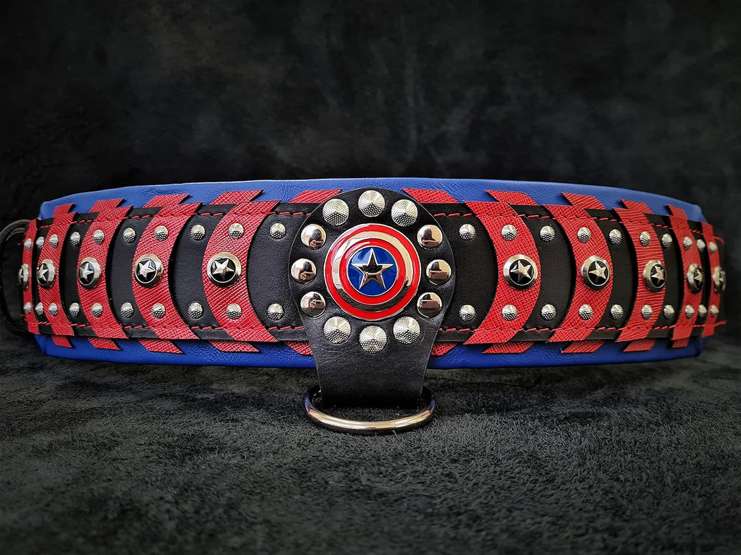 Das ''Captain America'' Halsband 100% Leder XL - für einen Hals von 57,5-67,5 cm, XL - für einen Hal