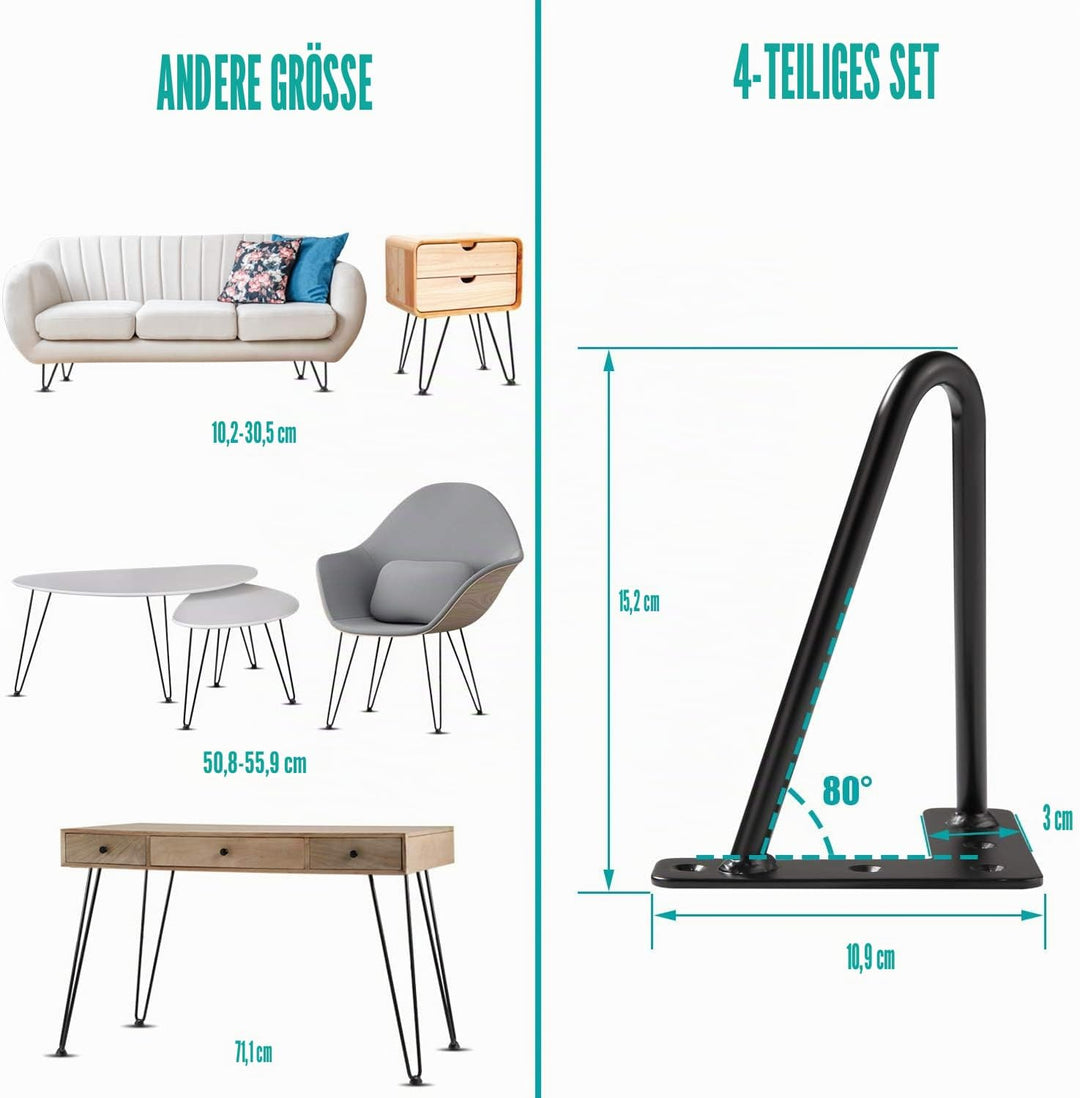 6 Zoll Haarnadel Beine, Heavy Duty Metal Tischbeine für Schrank, Kleiderschrank, TV-Schränke, Schubl