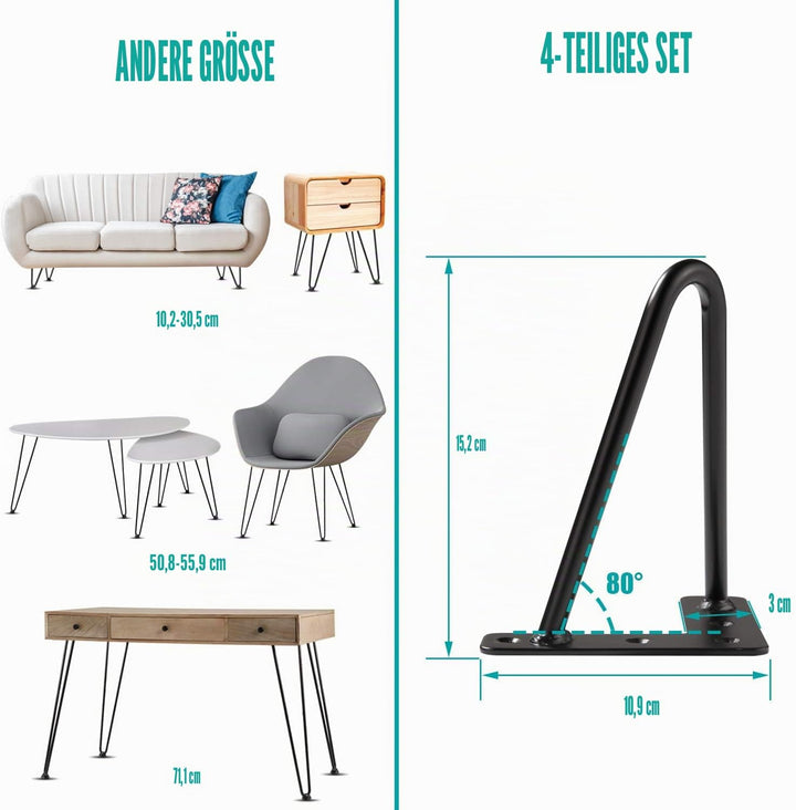 6 Zoll Haarnadel Beine, Heavy Duty Metal Tischbeine für Schrank, Kleiderschrank, TV-Schränke, Schubl