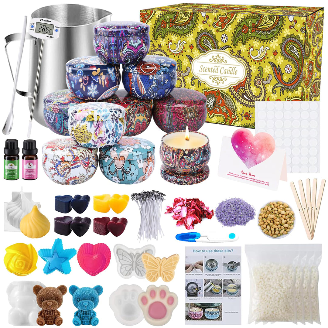 UCAMP Kerzen Selber Machen Set,DIY Kerzenherstellung Kit,Einschliesslich Kerzen Giessen Set,Dochte A