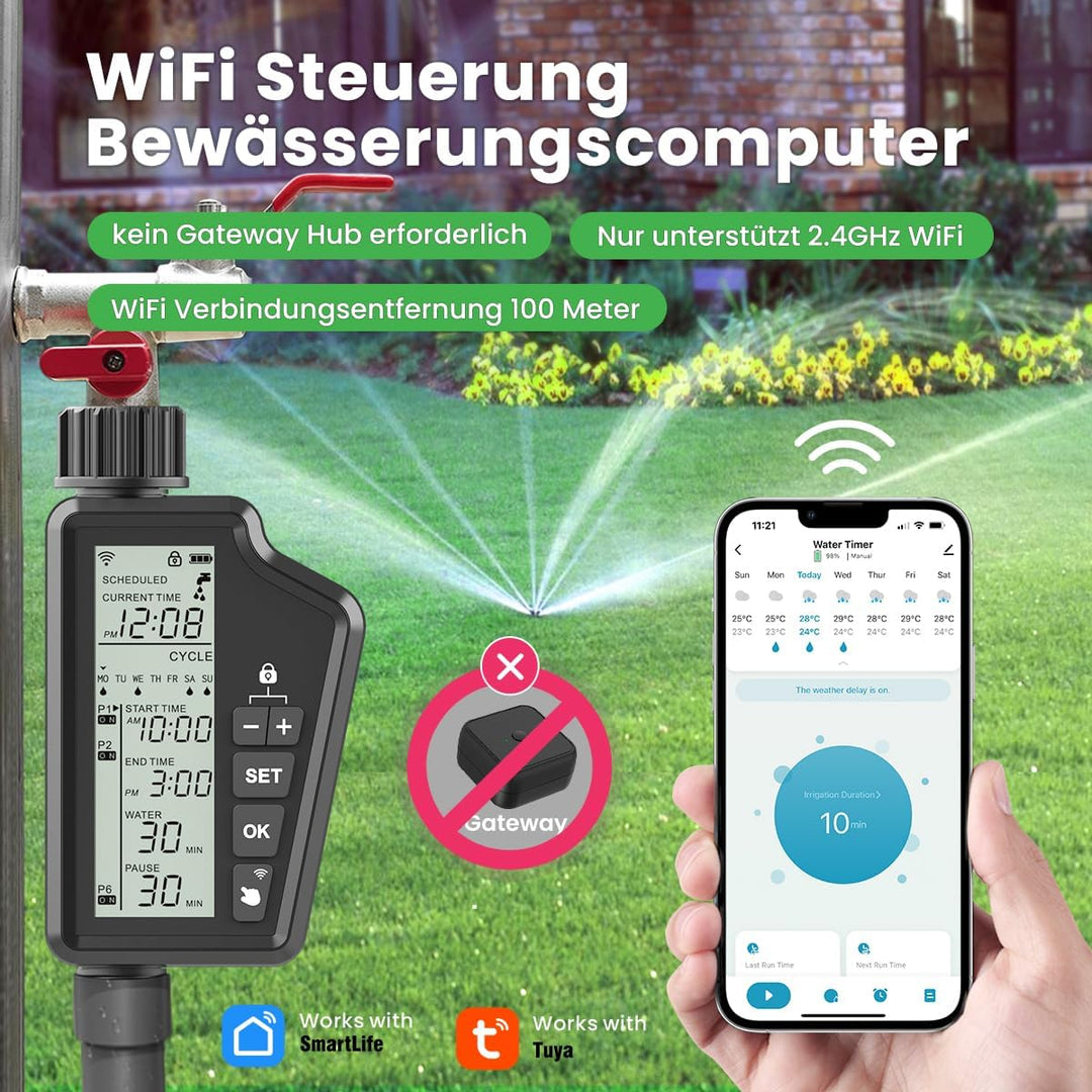 AVATTO Bewässerungscomputer Smart WiFi Zeitschaltuhren Automatische Bewässerung Unterstützen Alexa u