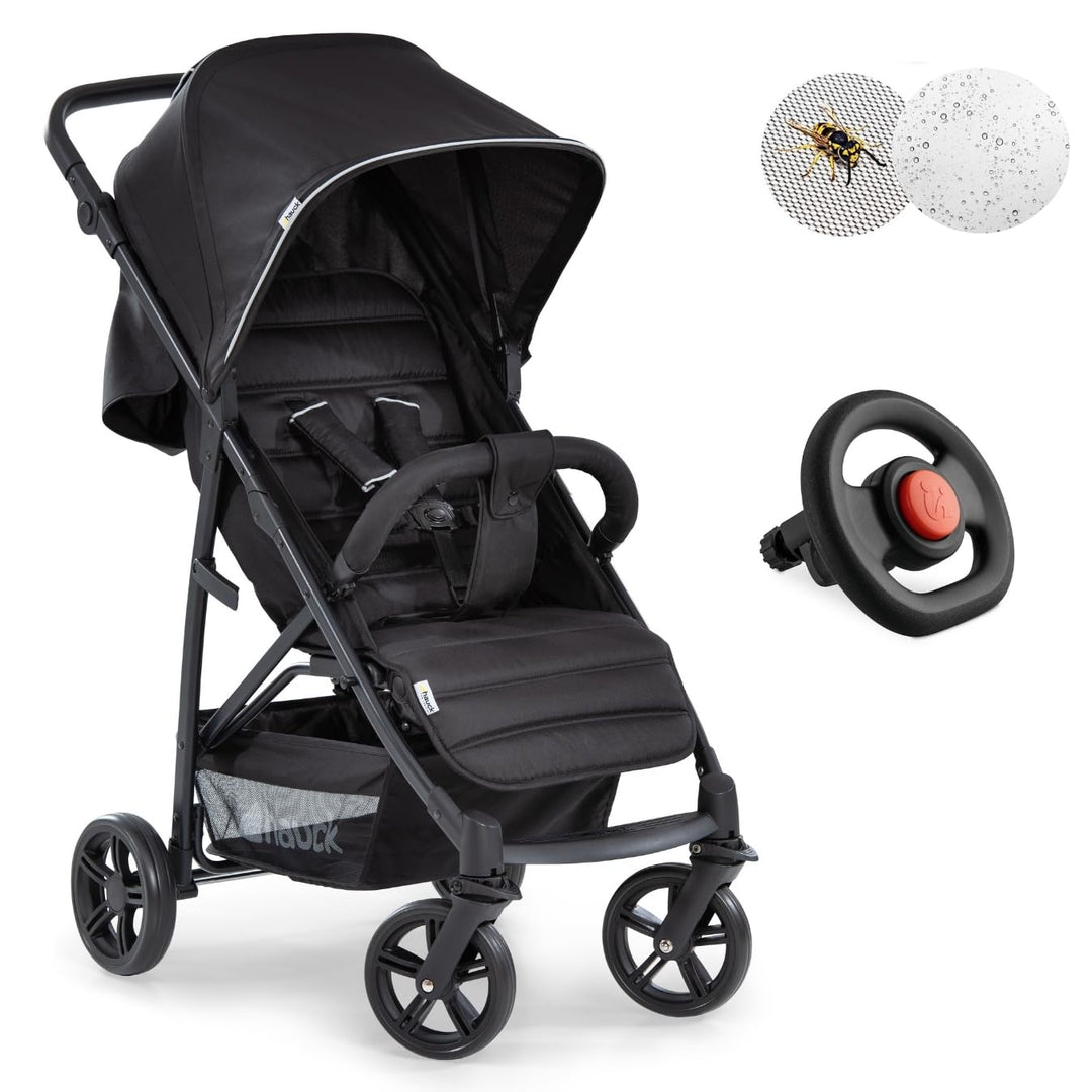 hauck Buggy Rapid 4 mit Lenkrad und XXL Zubehörpaket (Insekten- & Regenschutz) | Sportbuggy mit Lieg