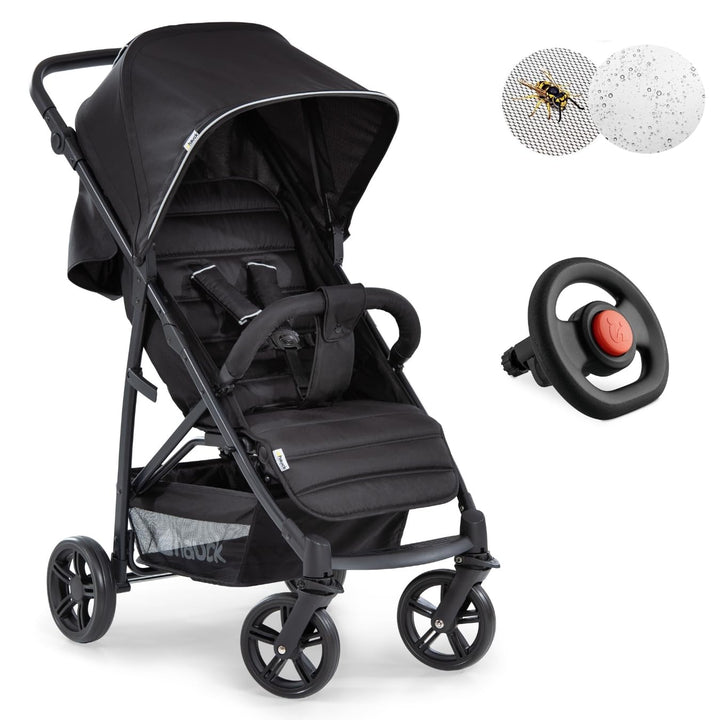 hauck Buggy Rapid 4 mit Lenkrad und XXL Zubehörpaket (Insekten- & Regenschutz) | Sportbuggy mit Lieg
