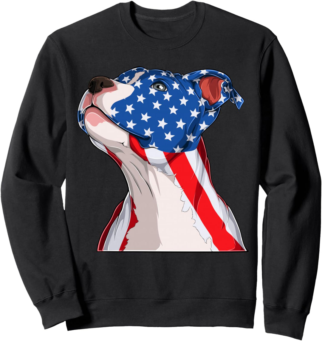 Pitbull Hund Amerikanische Flagge USA Hunde Sweatshirt
