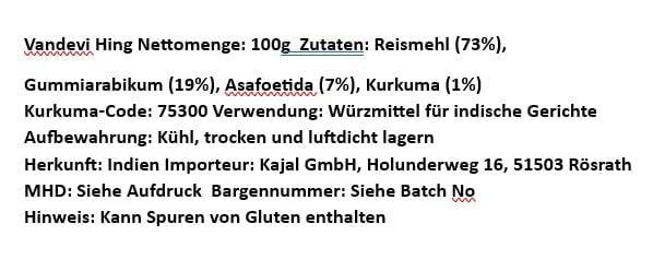 Kajal Aasafoetida Vandevi Hing-Pulver Teufeldreck 2x100g – Indischer Geschmack für Currys, Chutneys