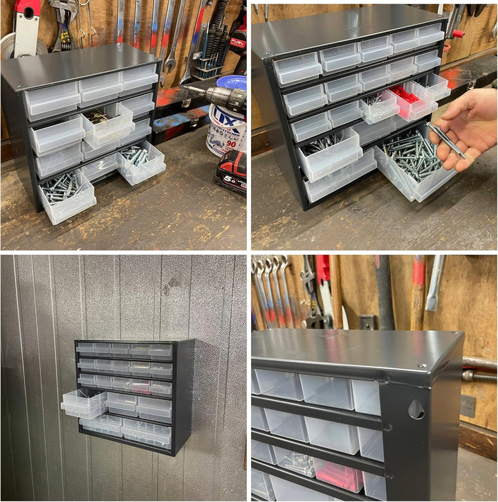 Raaco Kleinteilemagazin C6-20, 20 kg Last, 15 x 30,6 x 28,6 cm, 20 Schubladen, beschichteter Stahl,