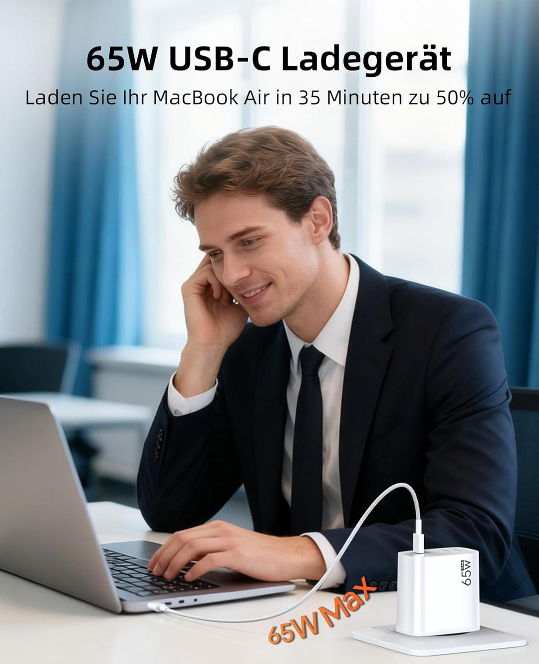 USB C Ladegerät 65W 3-Port,USB-C Netzteil Charger PPS 60W Schnellladegerät PD Ladestecker, kompatibe