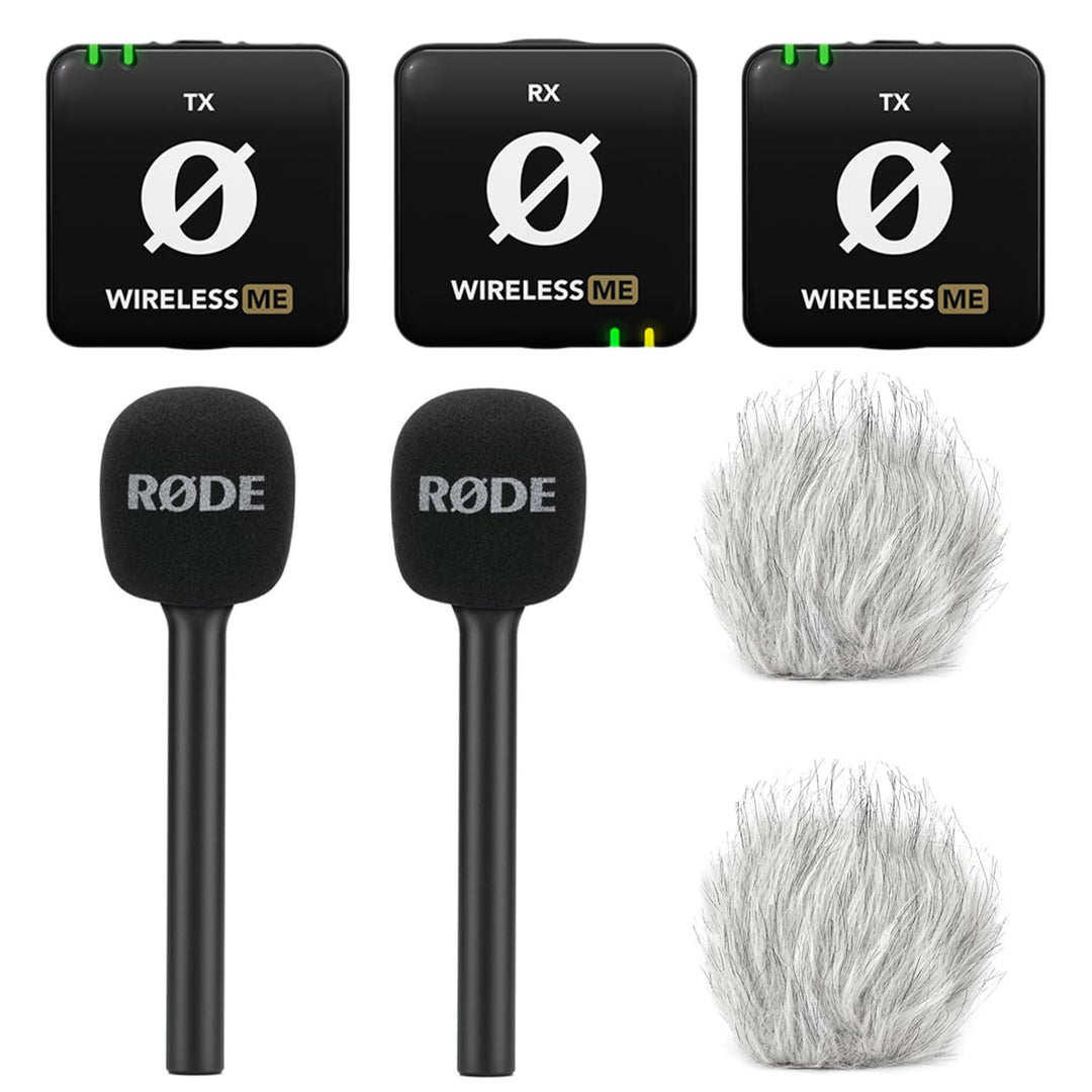 Rode Wireless ME Dual Mikrofon Funksystem + 2X Interview GO Handadapter + 2X keepdrum Fell-Windschut