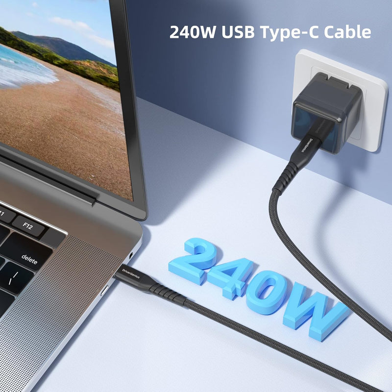 DriverGenius USB4.0 40Gbps USB-C zu C 8K/60Hz Video Konverter Adapter - PD3.1 240W Ladekabel, Kompat