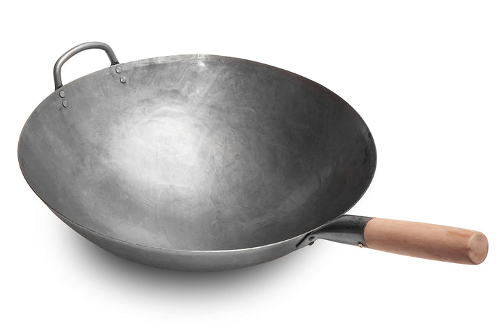Craft Wok Grosser, schwerer, handgefertigter Pow-Wok aus Carbonstahl mit Holz- und Stahlgriff, 40 cm