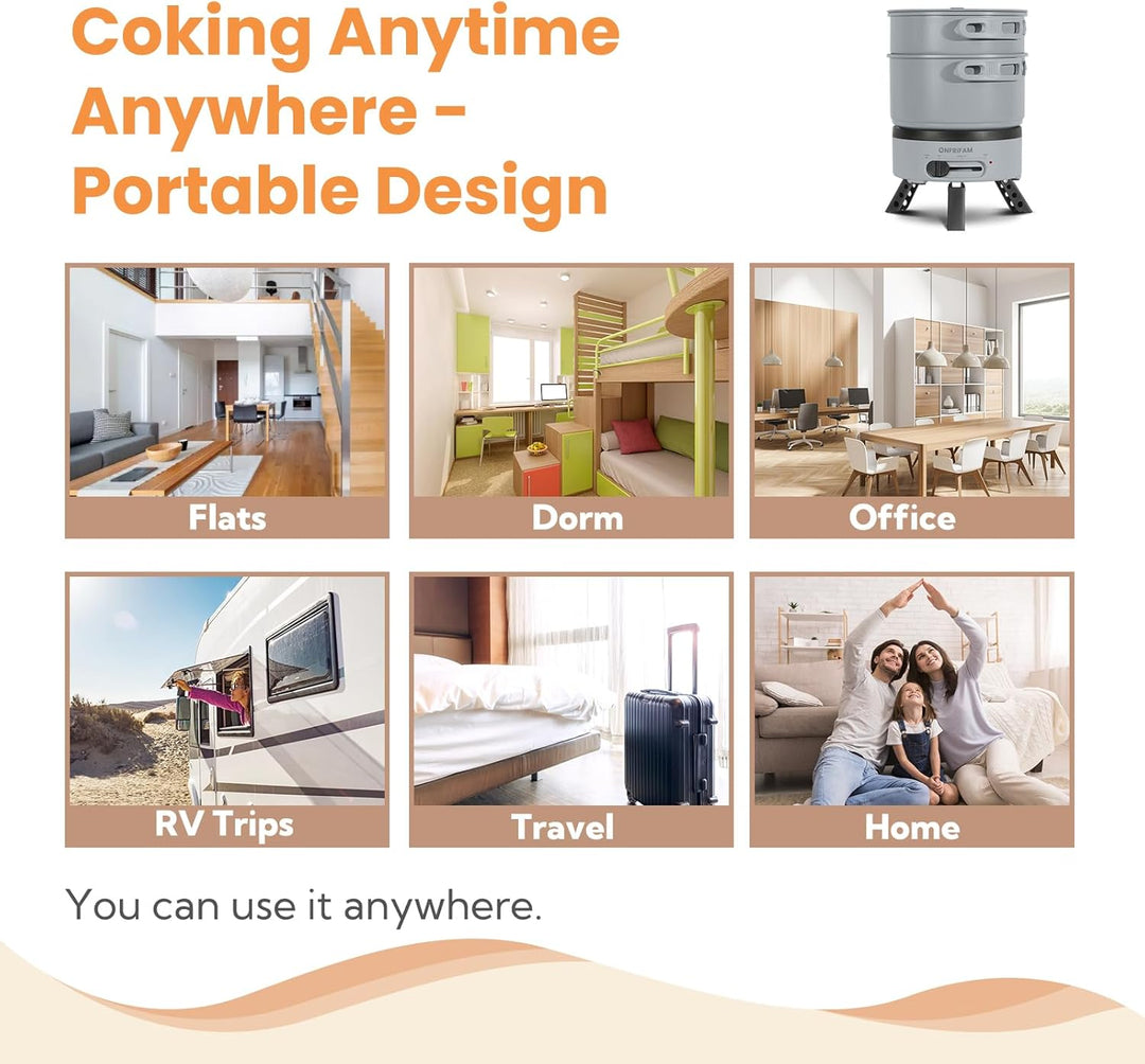 ENFRIFAM Elektrischer Hot Pot Topf, Tragbar Kochtopf Set mit töpfe und Bratpfanne mit Klappgriff für