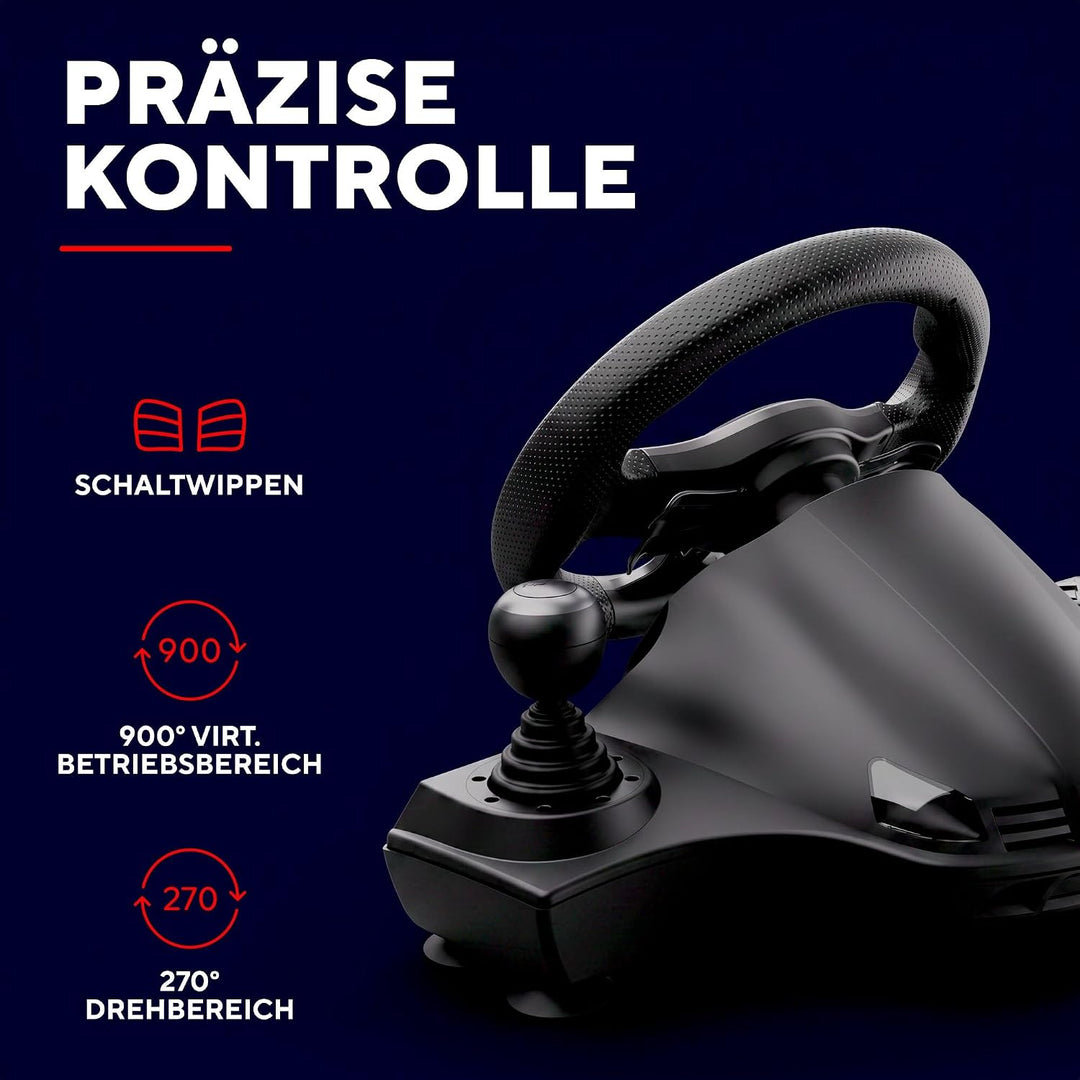 Trust GXT 289 Movi Gaming Lenkrad PC, Xbox Series X/S, PS4, Nintendo Switch, Racing Wheel mit Pedale
