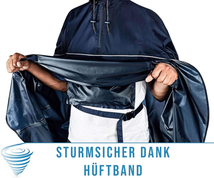 HOCK - DAS ORIGINAL und echter TESTSIEGER* - Fahrrad Regenponcho mit Kapuze - Fahrradponcho Wasserdi