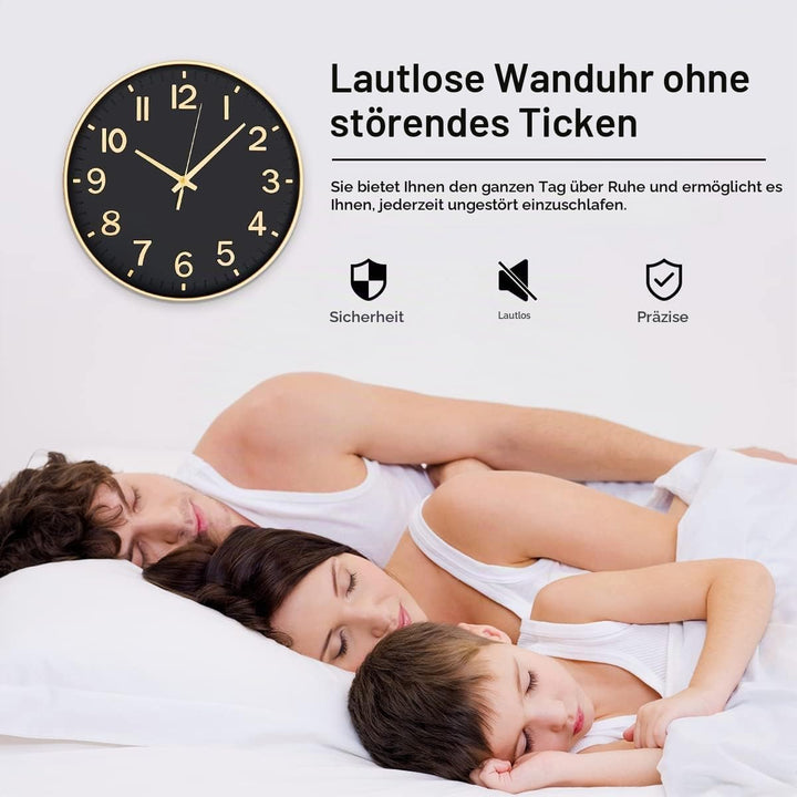 HZDHCLH 30CM Wanduhr Modern Quartz Lautlos wanduhren rund Ohne Tickgeräus DekorativeWanduhr für Wohn