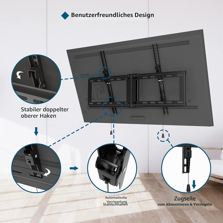 BONTEC TV Wandhalterung, Neigbare Halterung für 37-82 Zoll Flach & Curved LED/LCD/OLED/Plasma Fernse