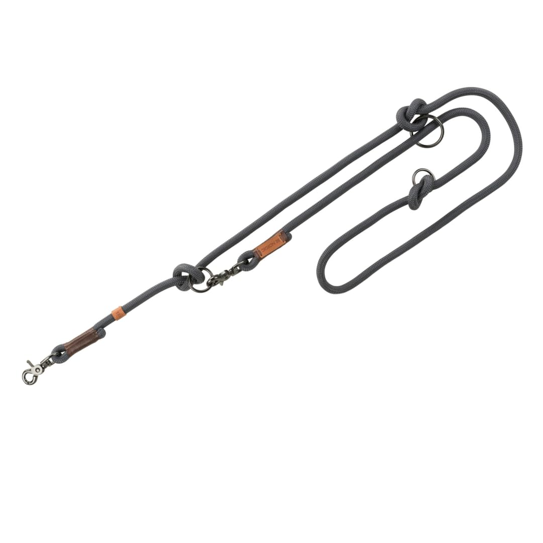 TRIXIE Hundeleine BE NORDIC V-Leine L–XL, 2,00 m ø 13 mm in dunkelgrau/braun - verstellbare Hundelei