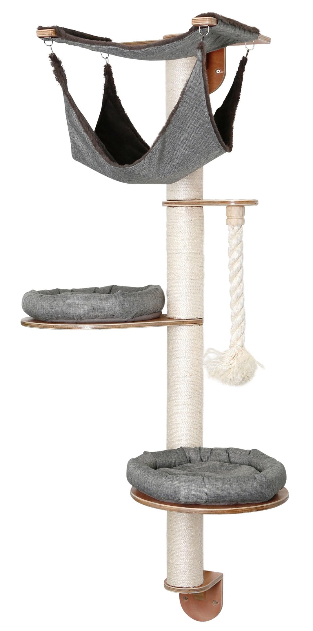 Kerbl Pet Wandkratzbaum Dolomit 2.0 Tofana | Grau, 160 cm hoch, Wandkratzbaum aus Holz und Sisal, mi
