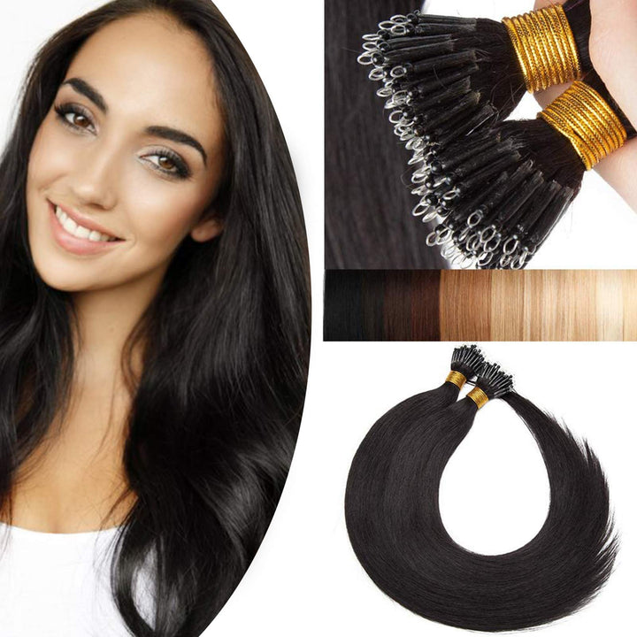 SEGO Nanoring Extension Echthaar 1g Loop Haarverlängerung Haarteile 50 Strähnen 7A 100% Remy Human H