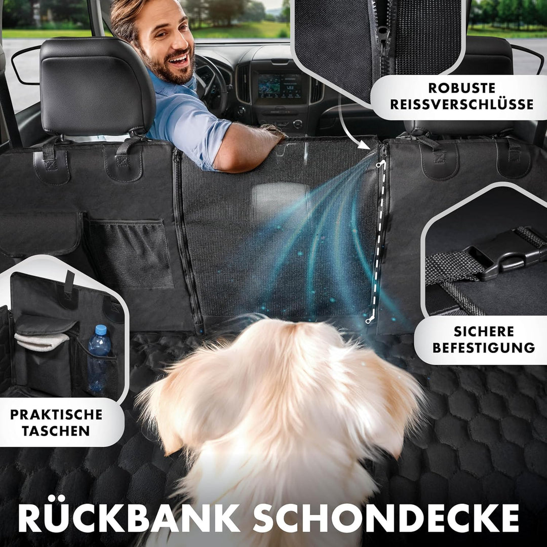 Walser Premium Auto Hundedecke Rocky, 100% wasserdichte Rücksitz Autoschondecke inkl. Seitenschutz u