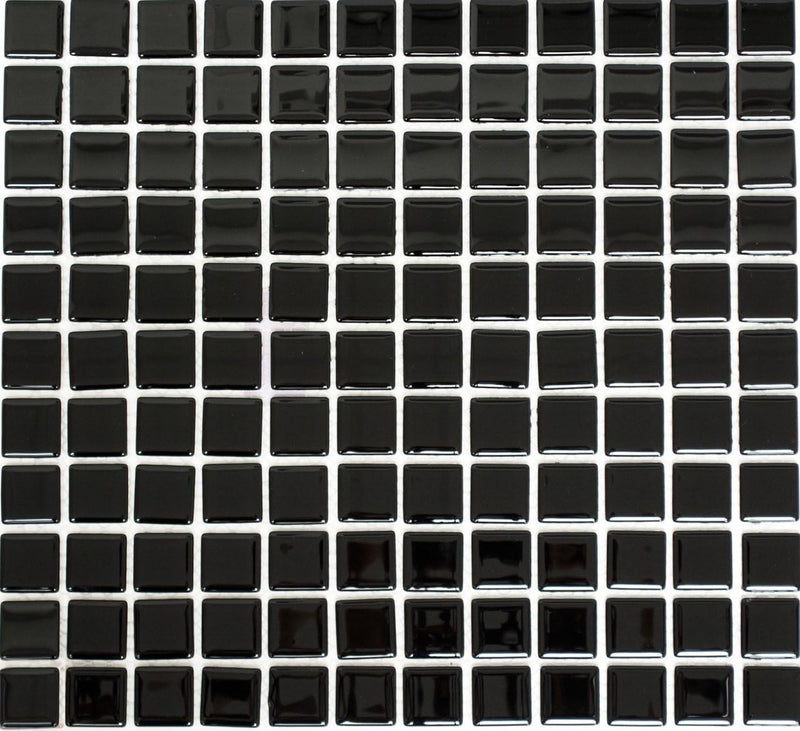 Mosaik Quadrat Crystal uni schwarz Glasmosaik Transluzent Transparent 3D Fliesenspiegel, Mosaikstein