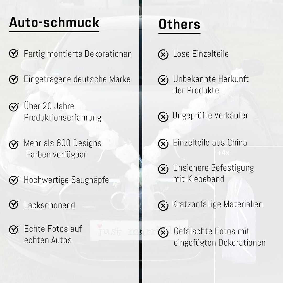Rosen Girlande Braut Paar Rose Deko Dekoration Autoschmuck Hochzeit Car Auto Wedding ®Auto-schmuck D