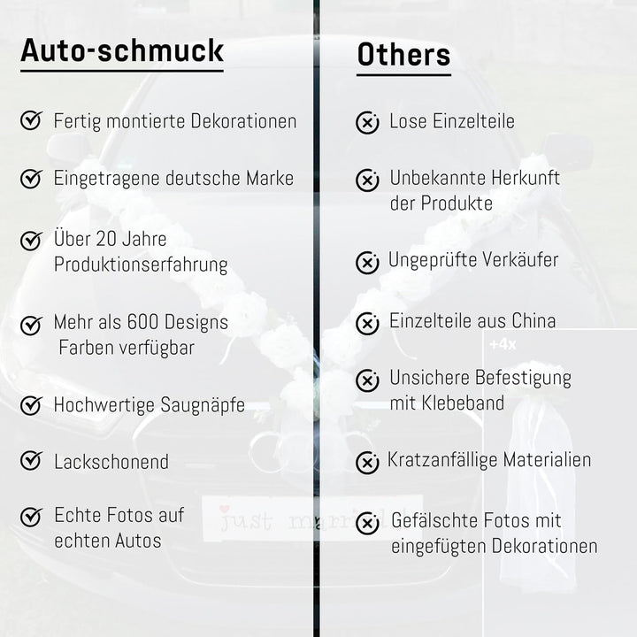 Rosen Girlande Braut Paar Rose Deko Dekoration Autoschmuck Hochzeit Car Auto Wedding ®Auto-schmuck D