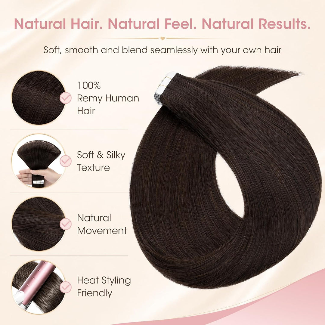 Silk-co Tape in Extensions Echthaar 30g, 20stk leicht Tape Extensions Echthaar, Remy Haarverlängerun
