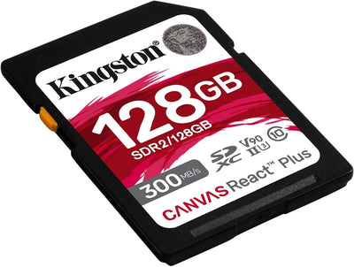 Kingston Canvas React Plus 128GB SDXC Speicherkarte UHS-II 300R/260W U3 V90 für Full HD/4K/8K - SDR2