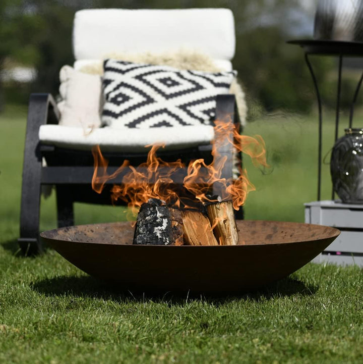 Czaja Feuerschalen Feuerschale Trier Ø 80 cm in Rostoptik mit Edelstahl Ständer für Garten und Terra