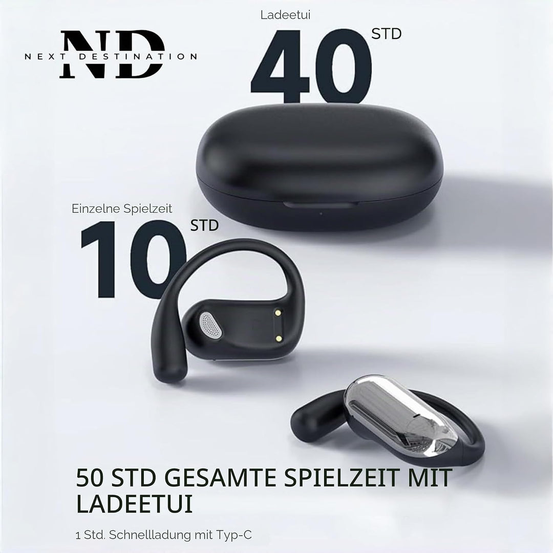 Next Destination Kabellose Bluetooth 5.4 Sport-Kopfhörer mit Haken Q16S | Kopfhörer | IPX7 wasserdic