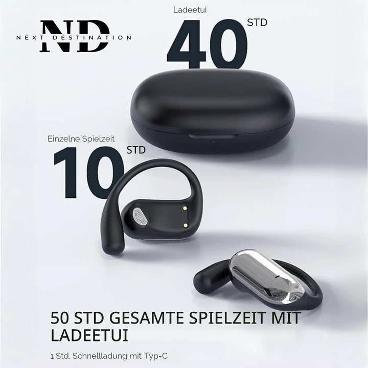 Next Destination Kabellose Bluetooth 5.4 Sport-Kopfhörer mit Haken Q16S | Kopfhörer | IPX7 wasserdic
