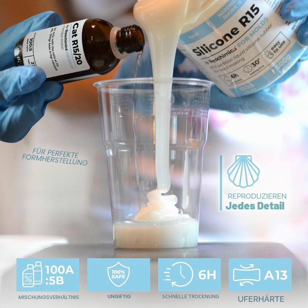 Premium abformsilikon R 15 (5 kg) Flüssig Silikonkautschuk zur Erstellung von Silikonformen,dubliers