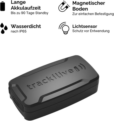 trackilive TL-50 4G GPS Tracker - Bis zu 90 Tage Standby - Peilsender für Auto und Wertgegenstände -