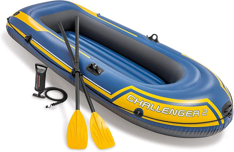 com-four® Ruderboot-Set - Schlauchboot mit Paddeln und Pumpe - Luftboot mit 2 Rudern, Doppelhubpumpe