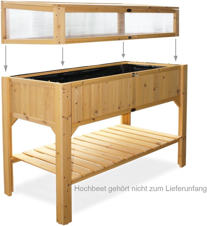 HABAU Hochbeet mit Rahmen aus Aluminium, 115 x 53,5 x 89 cm 2852 Natur &amp; 2855 Frühbeet Aufsatz Hochb