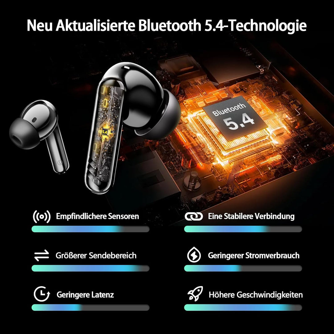 Bluetooth Kopfhörer In Ear, Kabellose Kopfhörer Bluetooth 5.4 mit 4 ENC Mikrofonen, 46 Std Spielzeit
