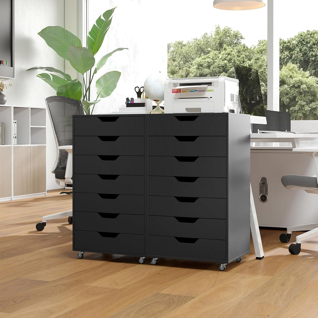 KOMFOTTEU Rollcontainer mit Schubladen, mobiler Aktenschrank Schubladenschrank mit Räder, Bürowagen