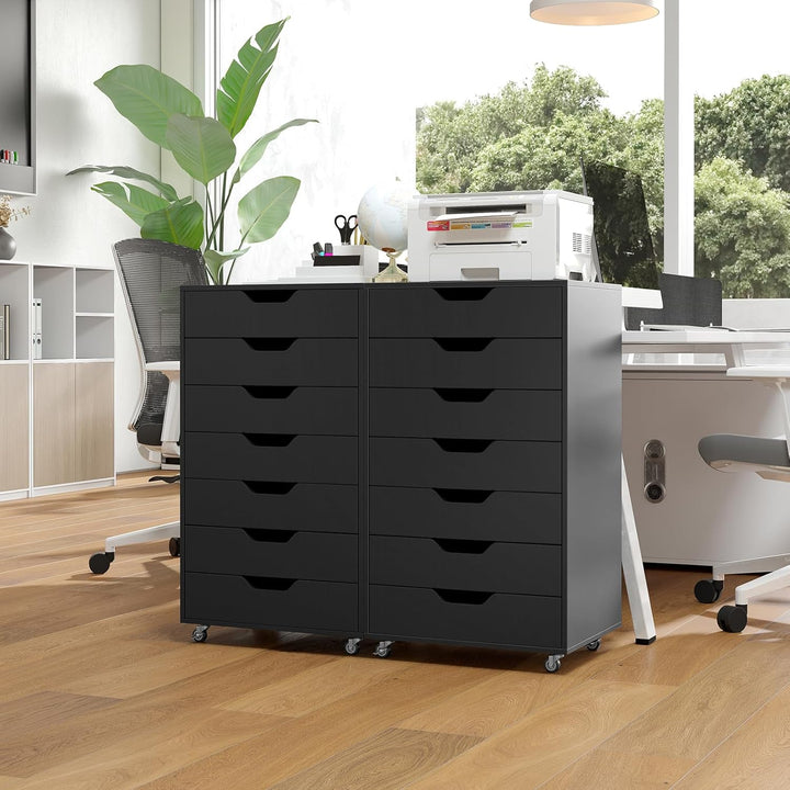 KOMFOTTEU Rollcontainer mit Schubladen, mobiler Aktenschrank Schubladenschrank mit Räder, Bürowagen