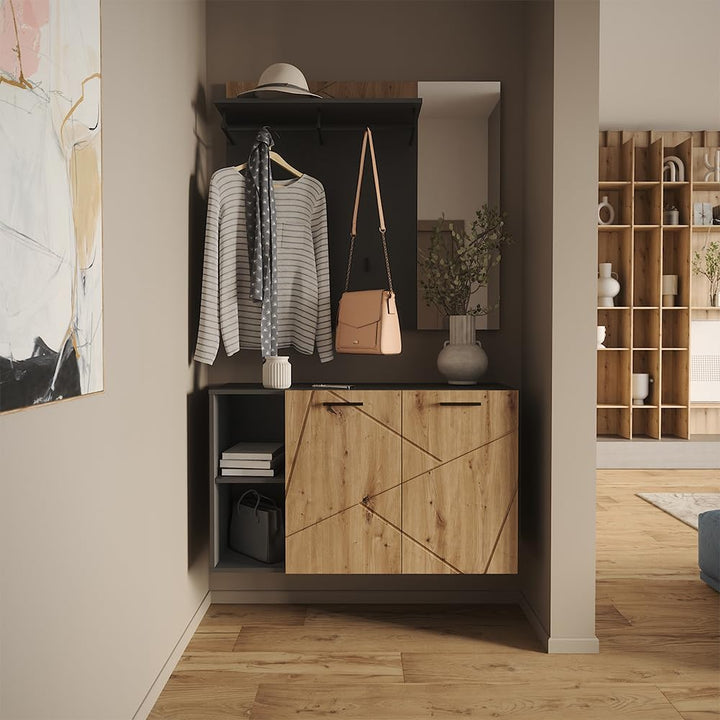 Vicco Schuhschrank Irma, Anthrazit/Artisan, 106 x 63 cm | mit 2 Türen, zur Aufbewahrung und Organisa