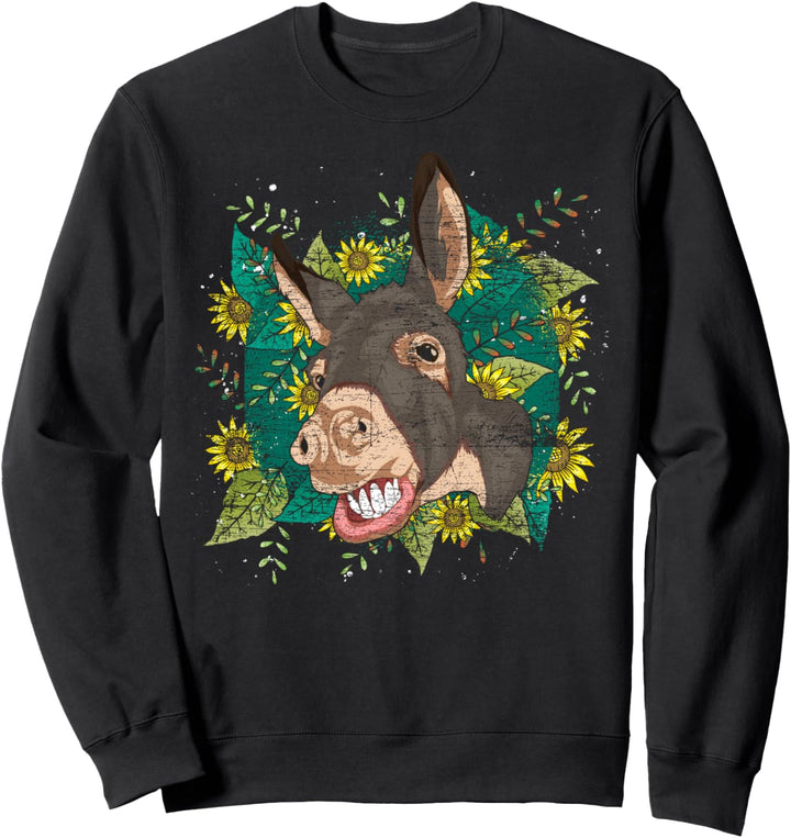 Gelbe Sonnenblume Hippie Esel Bauernhof Tier Esel Sweatshirt