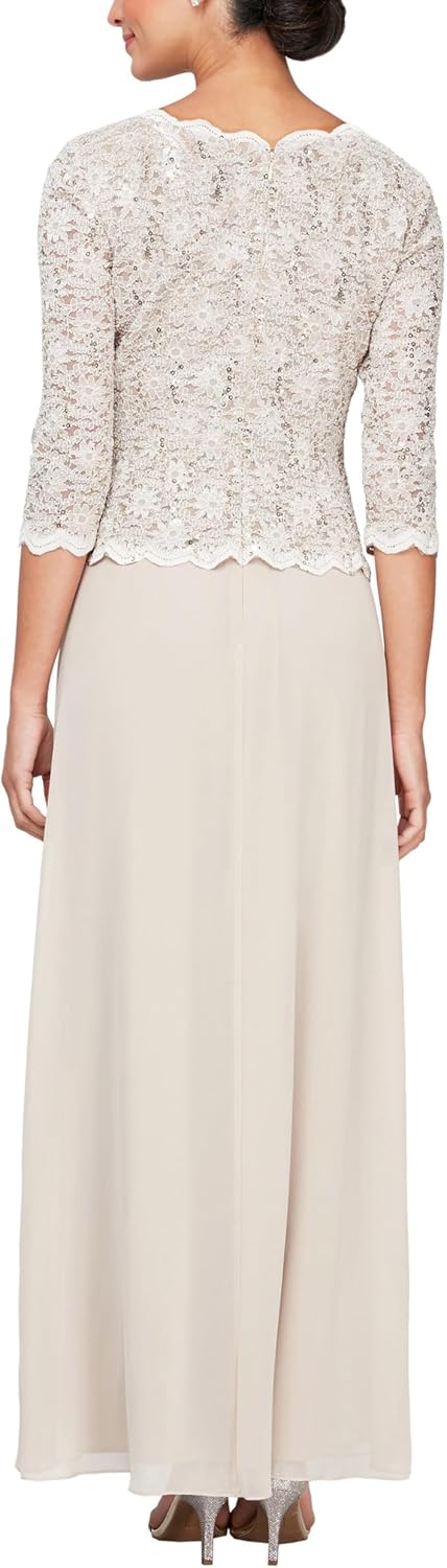 Alex Damen Long Mock Dress with Full Skirt-Discontinued Kleid für besondere Anlässe 6P New Taupe Pet