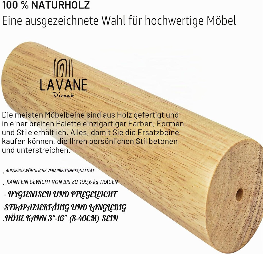 La Vane 30cm Holz Tischbeine, 4 Stück Massivholz Schräg Konisch Ersatz Möbelfüsse Möbelbeine mit Mon
