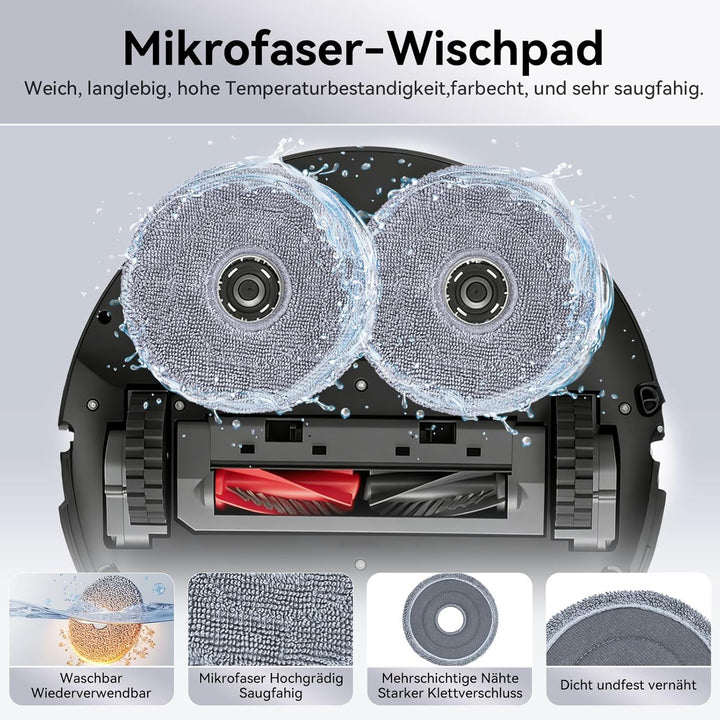 Zubehör Set für Roborock Saros 10R, Qrevo CurvX – 1 Hauptbürste, 4 Seitenbürsten, 4 Filter, 4 Waschb