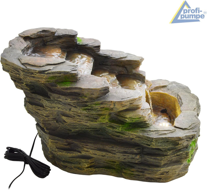 Gartenbrunnen Brunnen Zierbrunnen Zimmerbrunnen Brunnen mit LED-Licht 230V Wasserfall Wasserspiel fü