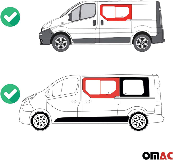 Schiebefenster Seitenfenster Auto Fenster kompatibel mit Opel Vivaro 2001-2014 Links L1 L2 | Auto Sc