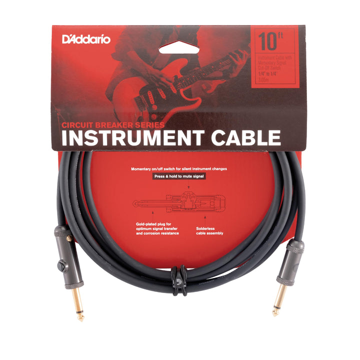 Planet Waves PW-AG-10 Custom Series Cables 3m (10 Fuss) schwarz 10 Fuss Momentary Straight, 10 Fuss