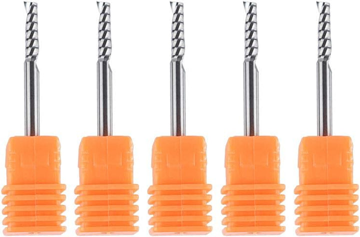 SpeTool 5 Stück Alu Fräser 3,175 mm (1/8") Schaft Einschneidiger CNC Fräser Holz VHM 12mm Schnittlän