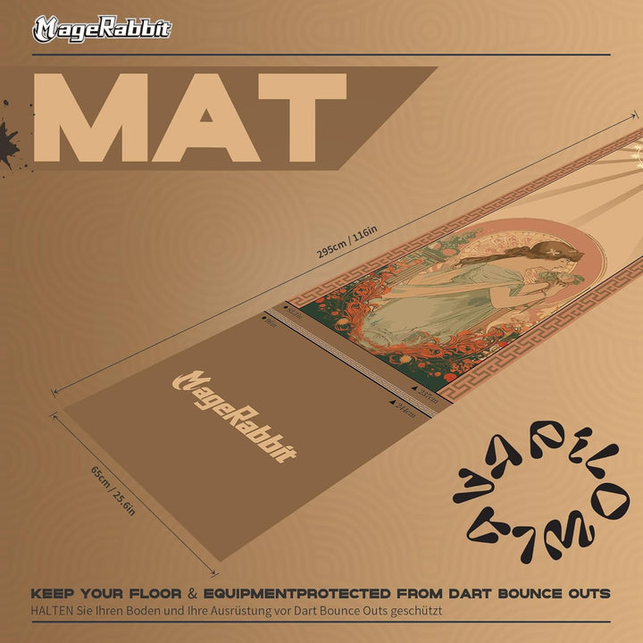 DartMatte 65x295cm,Dartteppich mit Abwurflinie,rutschfeste Teppichmatte für Boden und Dartspitzen Sc