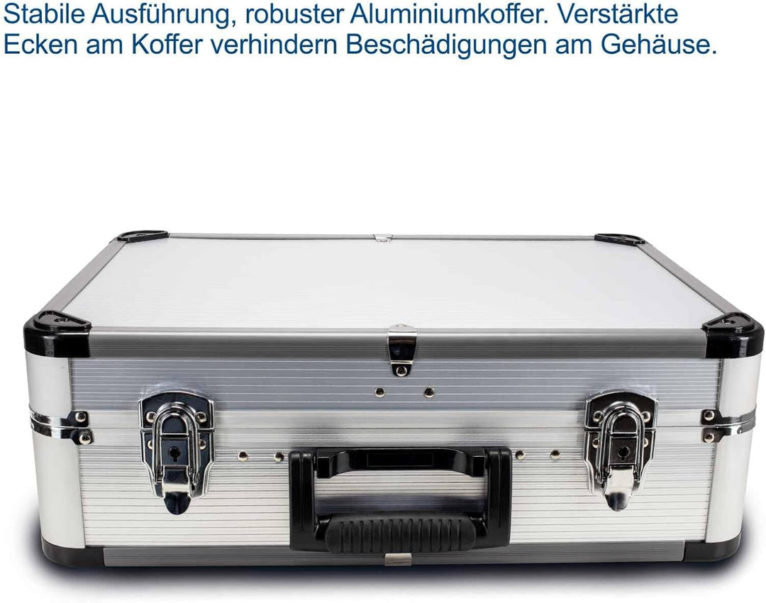Scheppach TB150 Aluminium Werkzeugkoffer gefüllt 101-tlg Werkzeug Set | Werkstattkoffer mit Schraube