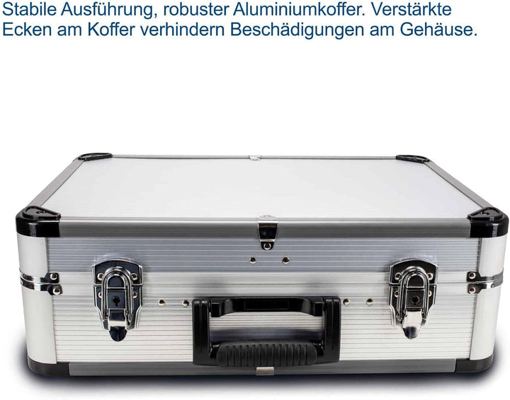 Scheppach TB150 Aluminium Werkzeugkoffer gefüllt 101-tlg Werkzeug Set | Werkstattkoffer mit Schraube